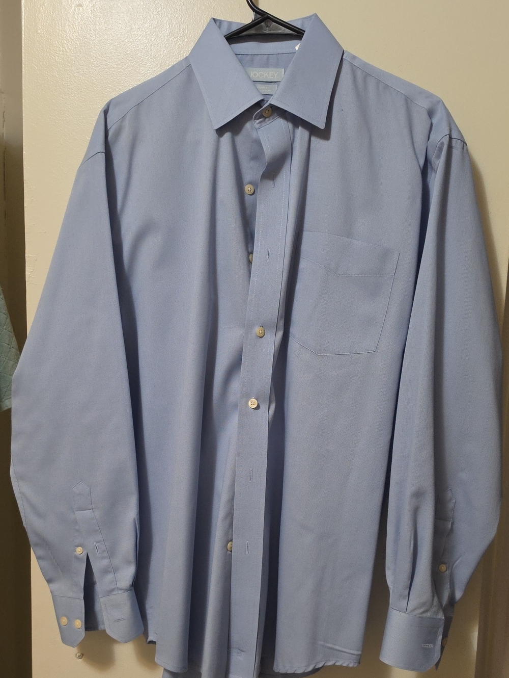 Jockey Light Blue Men's Long-Sleeve Dress Shirt Medium